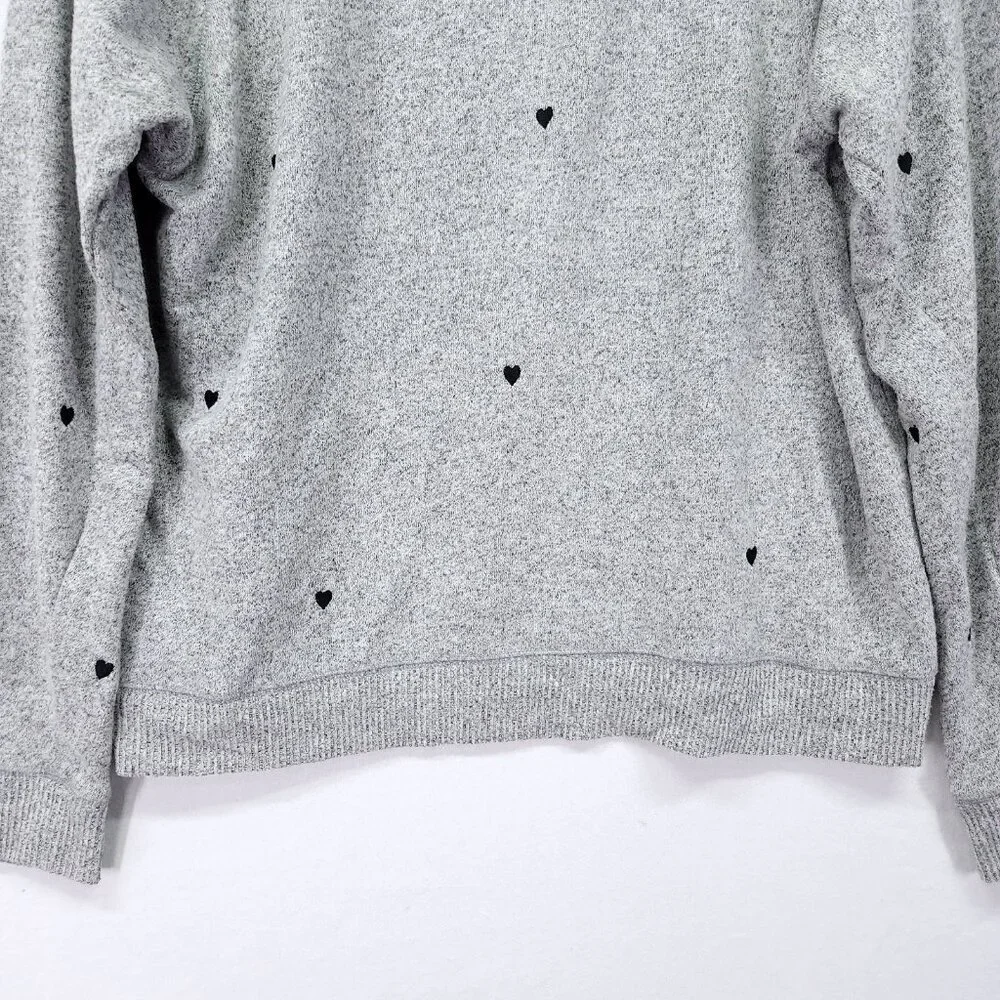 Rails Callahan Knit Sweater Size Large Melange Grey Black Hearts - Picture 8 of 12